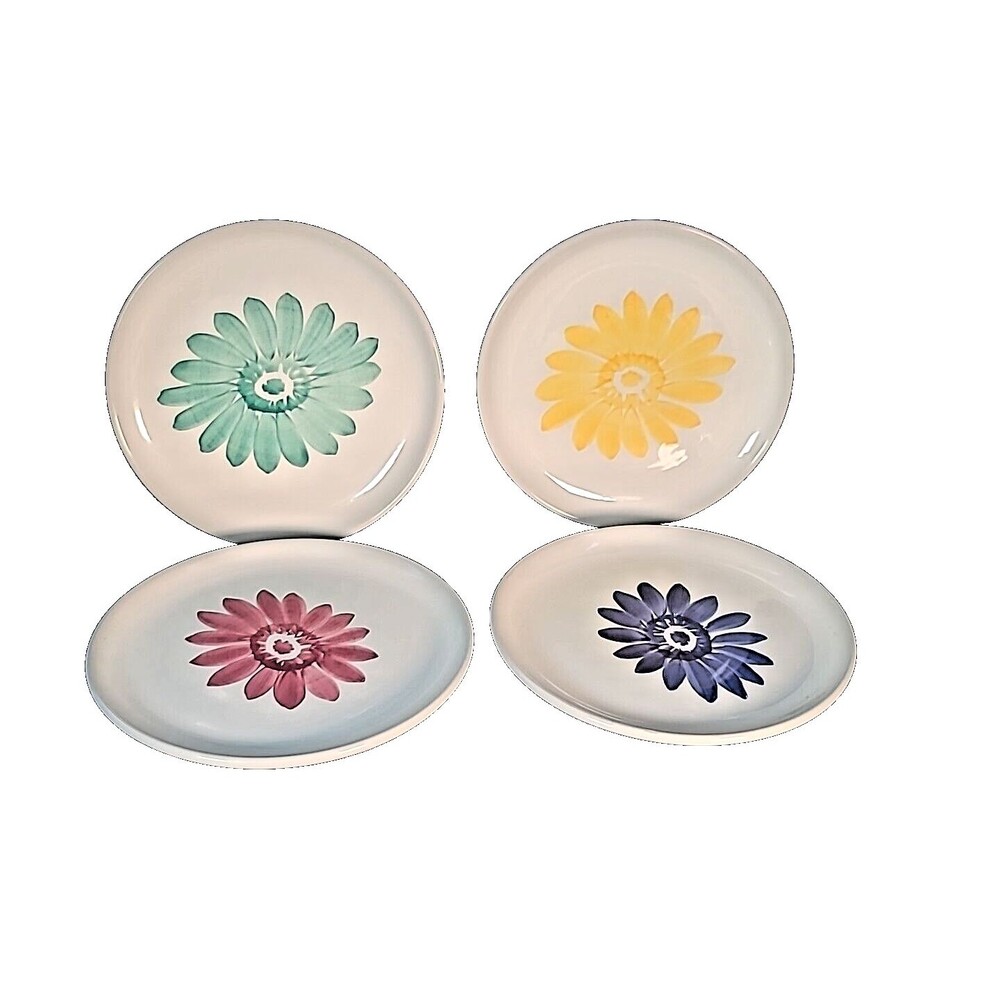 Vintage Paradox Set Of 4 Flower Dessert Plates/Salad 7" in diameter  BOHO- Italy